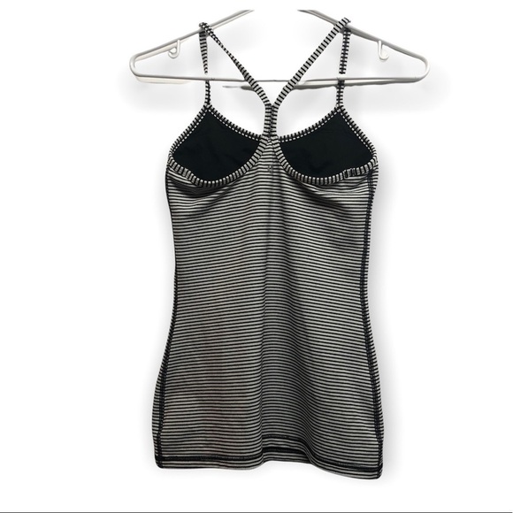Lululemon Power Y Tank Mod Stripes Black White Size 4 - Picture 4 of 7